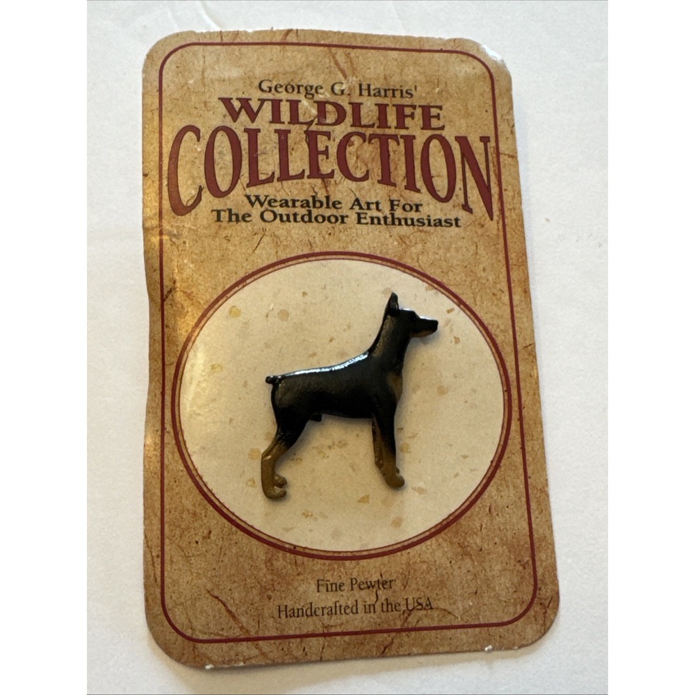 New George G. Harris Wildlife Collection Doberman Pincher Dog Pin Wearable Art